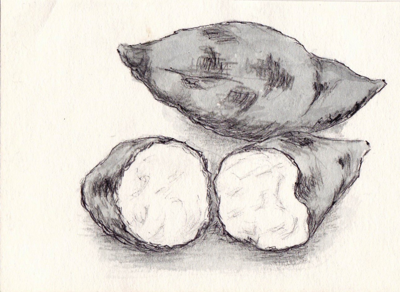 Beniaka popular as baked potato. Illustration by Eiko Goto